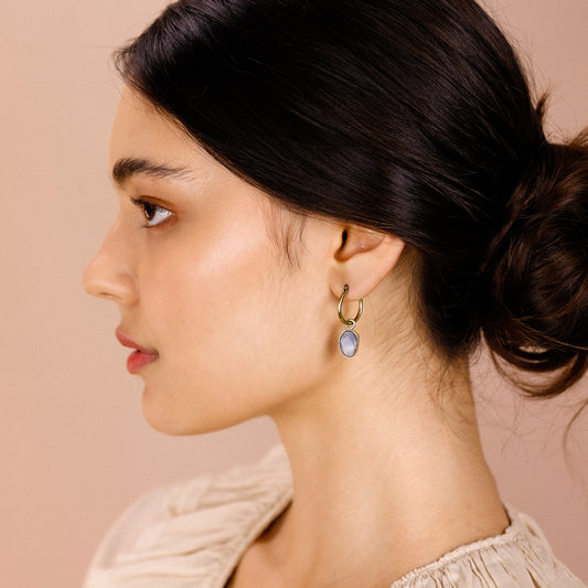 Brinco Argola Jaraqui Quartzo Azul