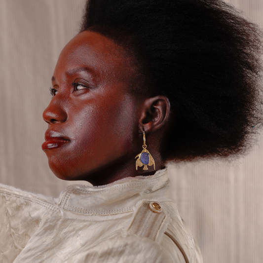 Brinco Argola Peixe Frade Dumortierita