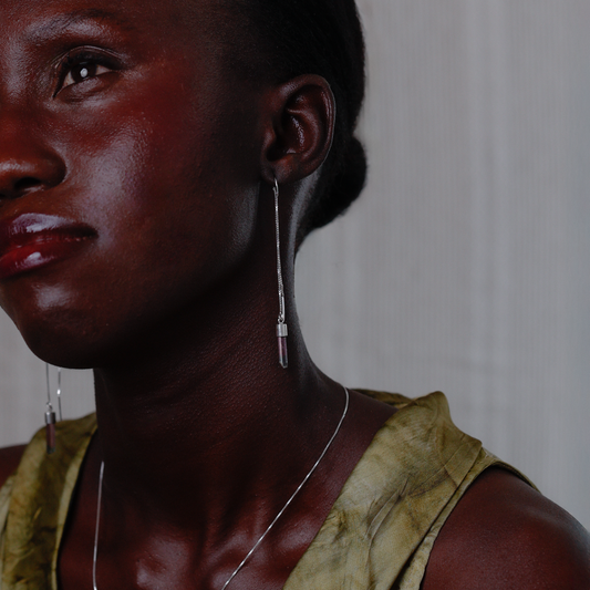 Brinco Corrente com Turmalina Melancia