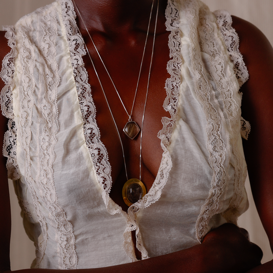 Pingente Hexagono de Quartzo Rutilado