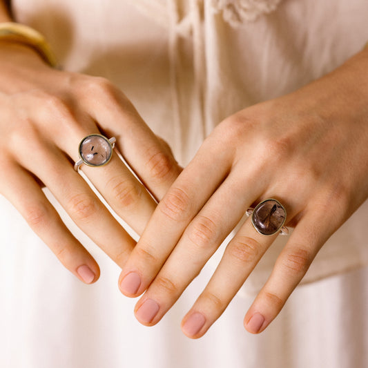 Anel Quartzo Rutilado Irregular Pequeno