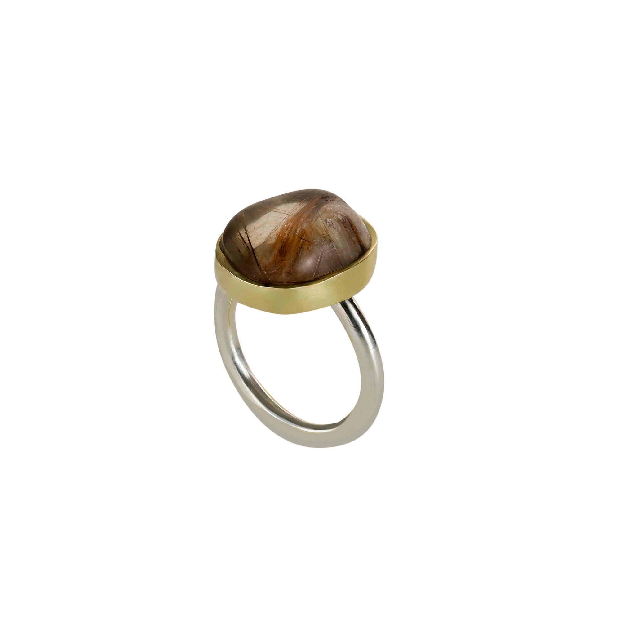 Anel Quartzo Rutilado Irregular Pequeno