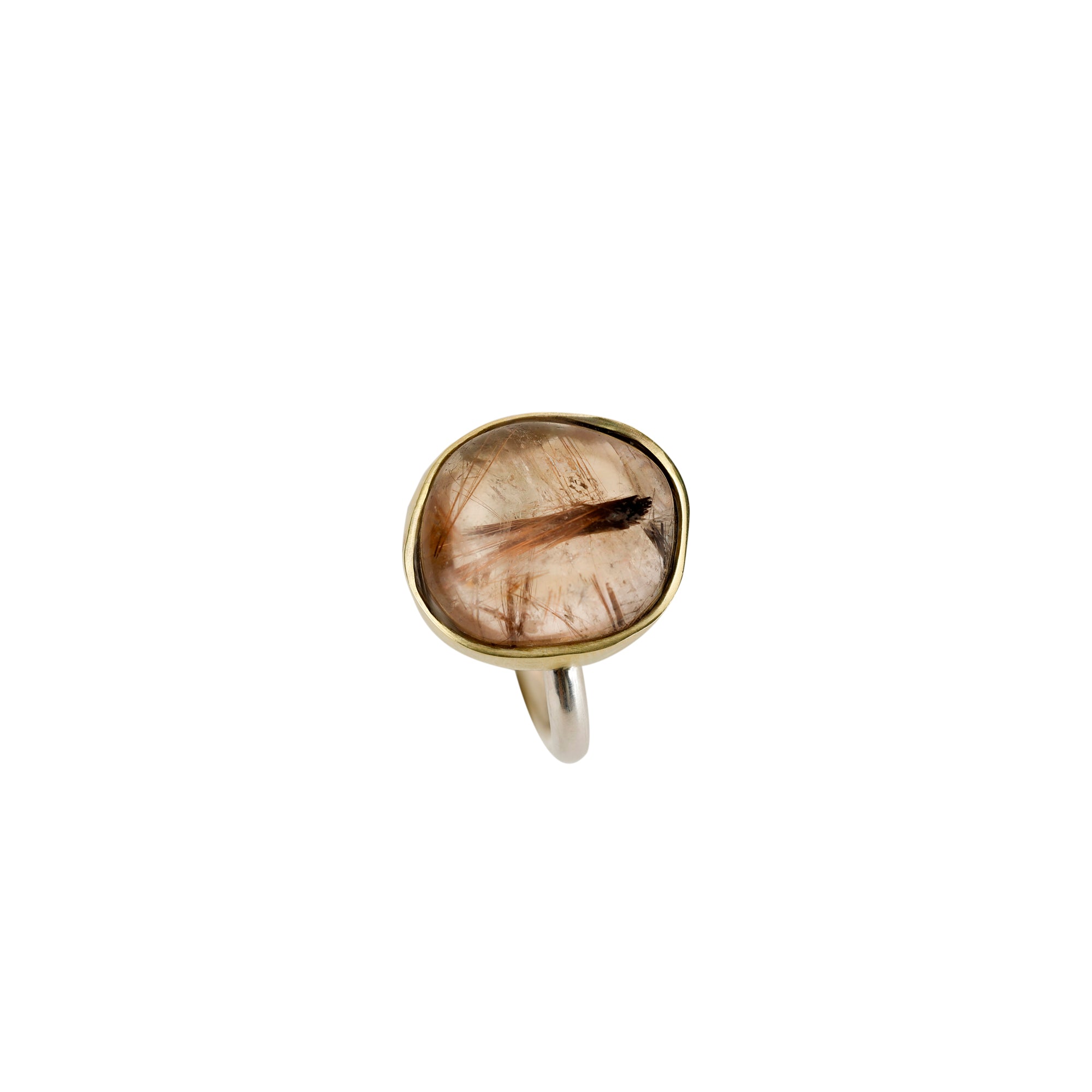 Anel Quartzo Rutilado Irregular Pequeno