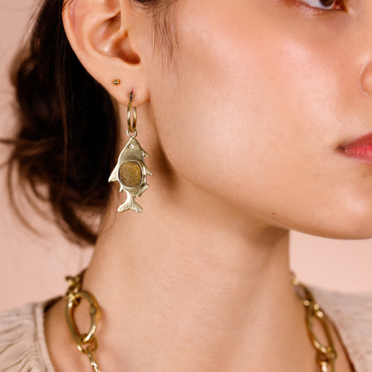 Brinco Argola Matrinxã Quartzo Rutilado