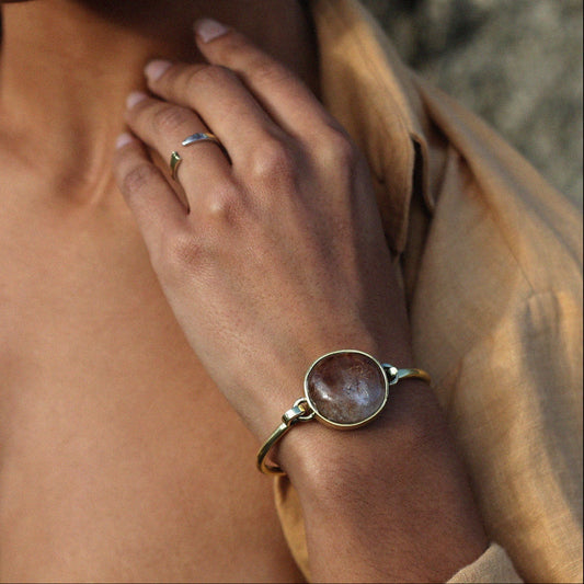 Bracelete aberto Quartzo Rutilado