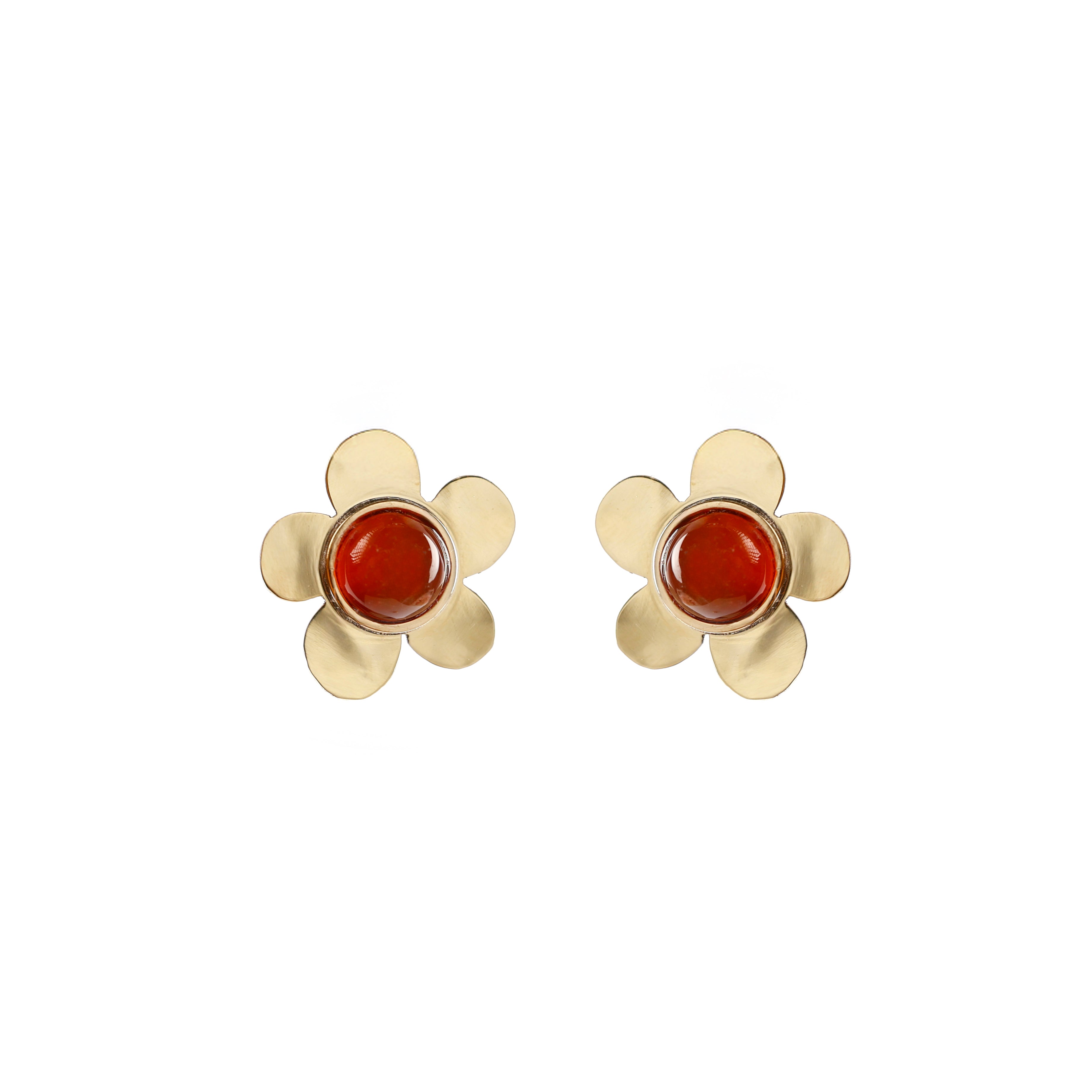 Brinco Flor Cornalina