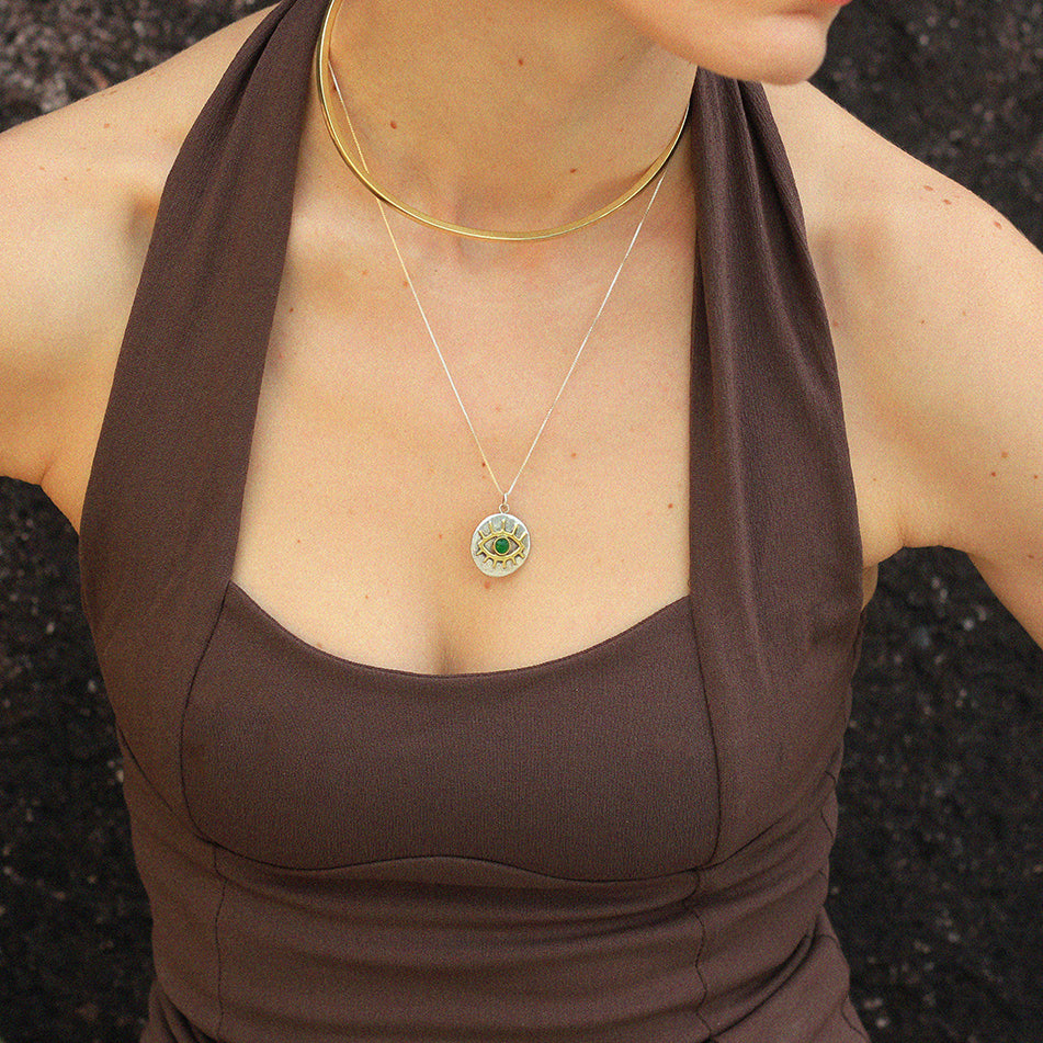 Colar Olho com Quartzo Verde