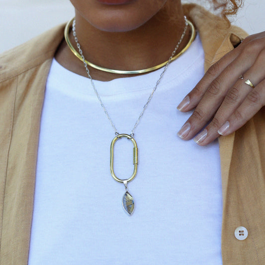 Pingente Navete Quartzo Rutilado