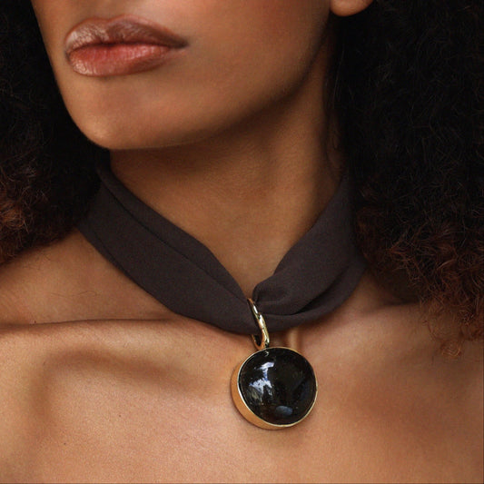 Pingente Ágata Marrom com Elo derretido