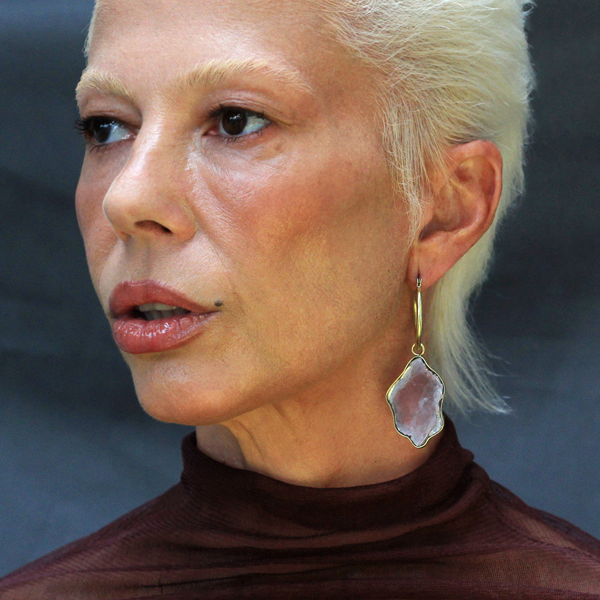 Pingente de argola Mica Roxa