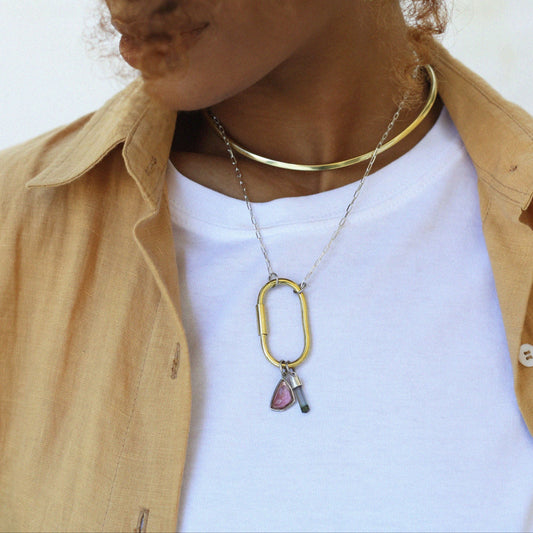 Pingente Turmalina Verde Prata