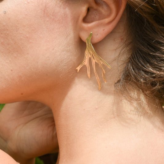 Brinco Chifre de Veado com pino e tarraxa