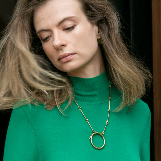 Colar Corrente com Elo e Mosquetão Redondo Grosso