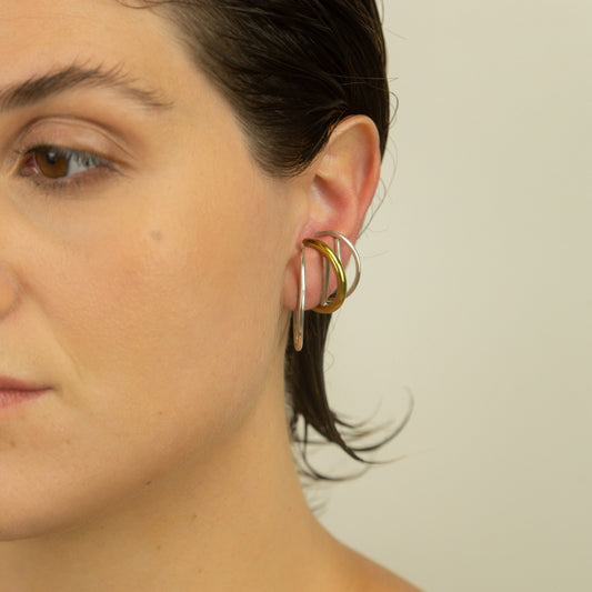 Brinco Romano Latão e Prata Pequeno