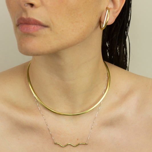 Colar Corrente de Prata com Pingente Onda