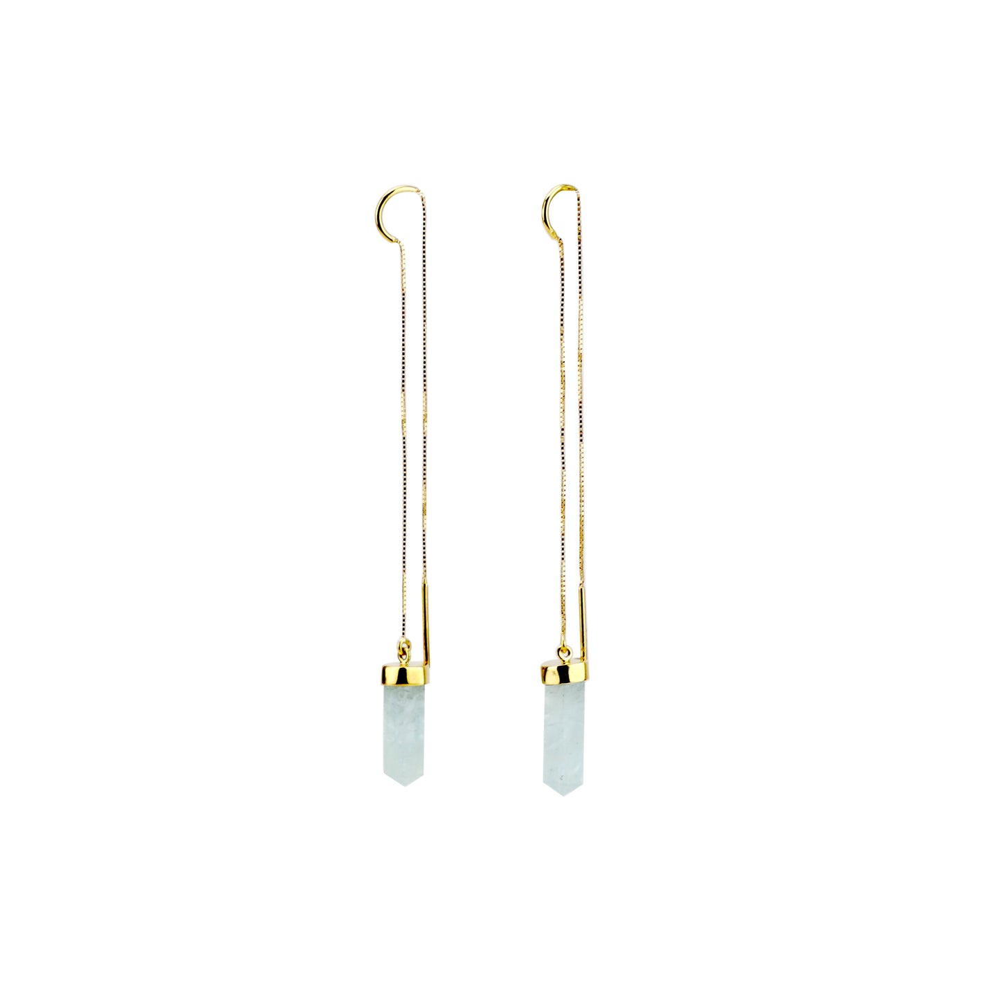 Brinco de ouro com água marinha