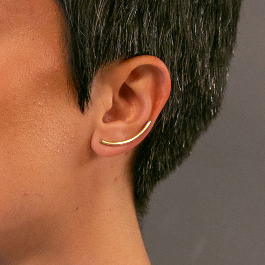 Brinco Arco Latão e Prata (earcuff)