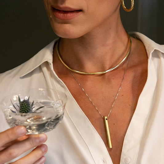 Colar pêndulo com corrente de prata