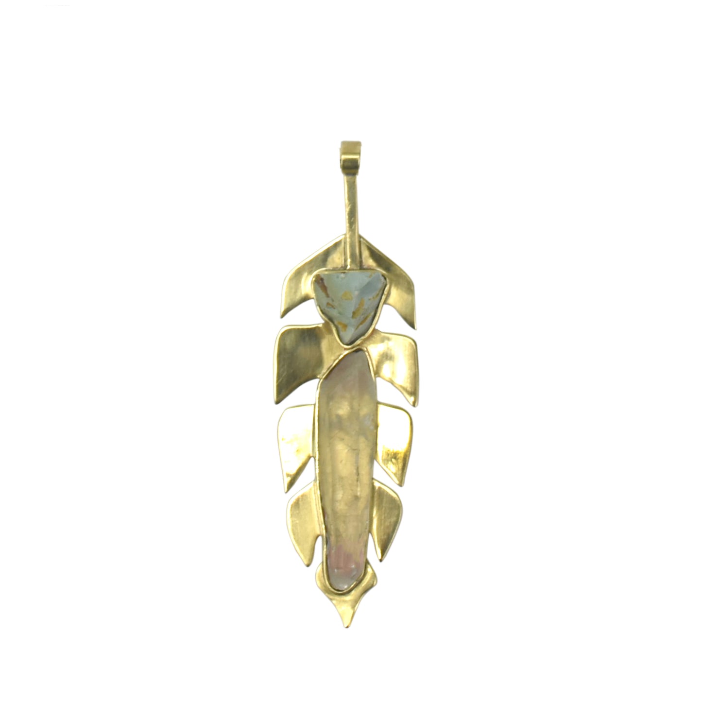 Pingente Heliconia com Cristal e Turquesa