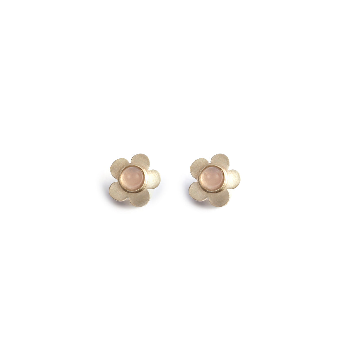 Brinco Flor Quartzo Rosa Prata