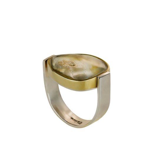 Anel Quartzo Rutilado Irregular Grande