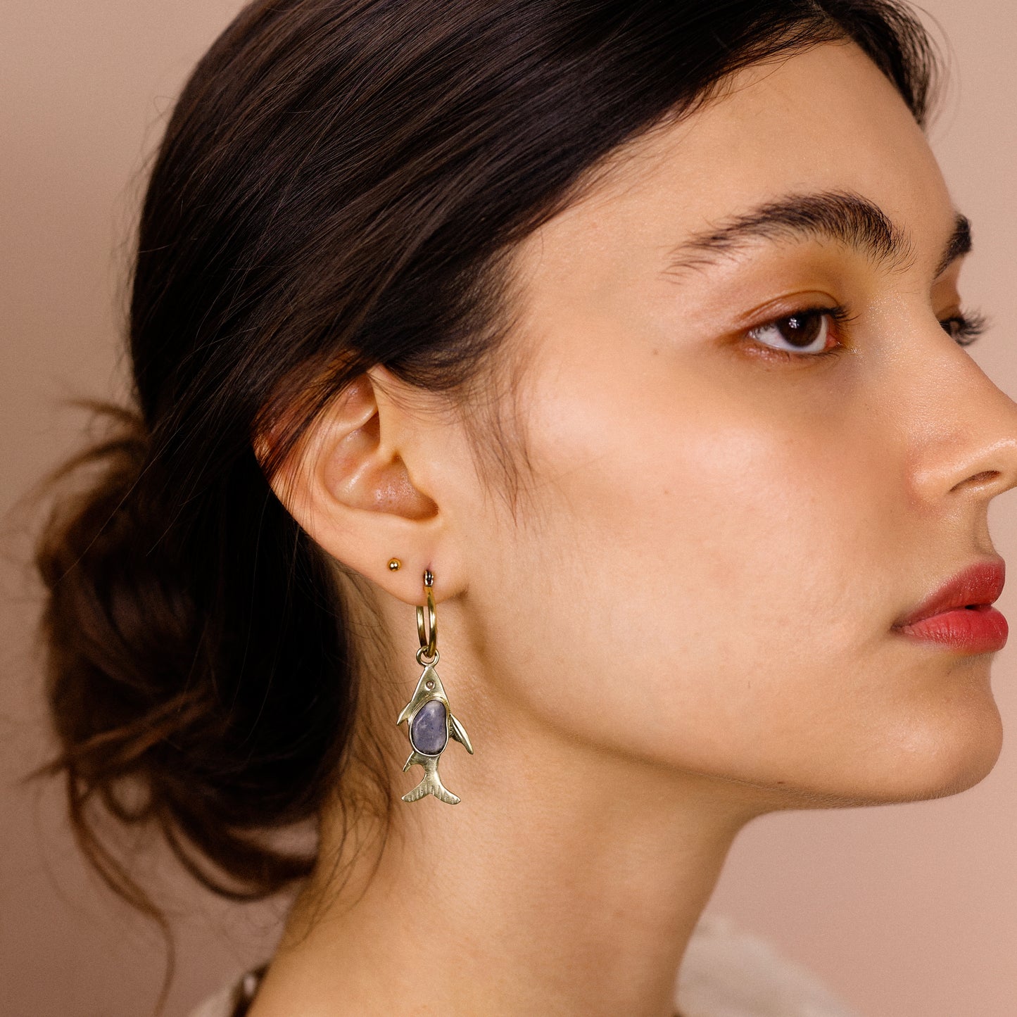 Brinco Argola Jaraqui Quartzo Azul