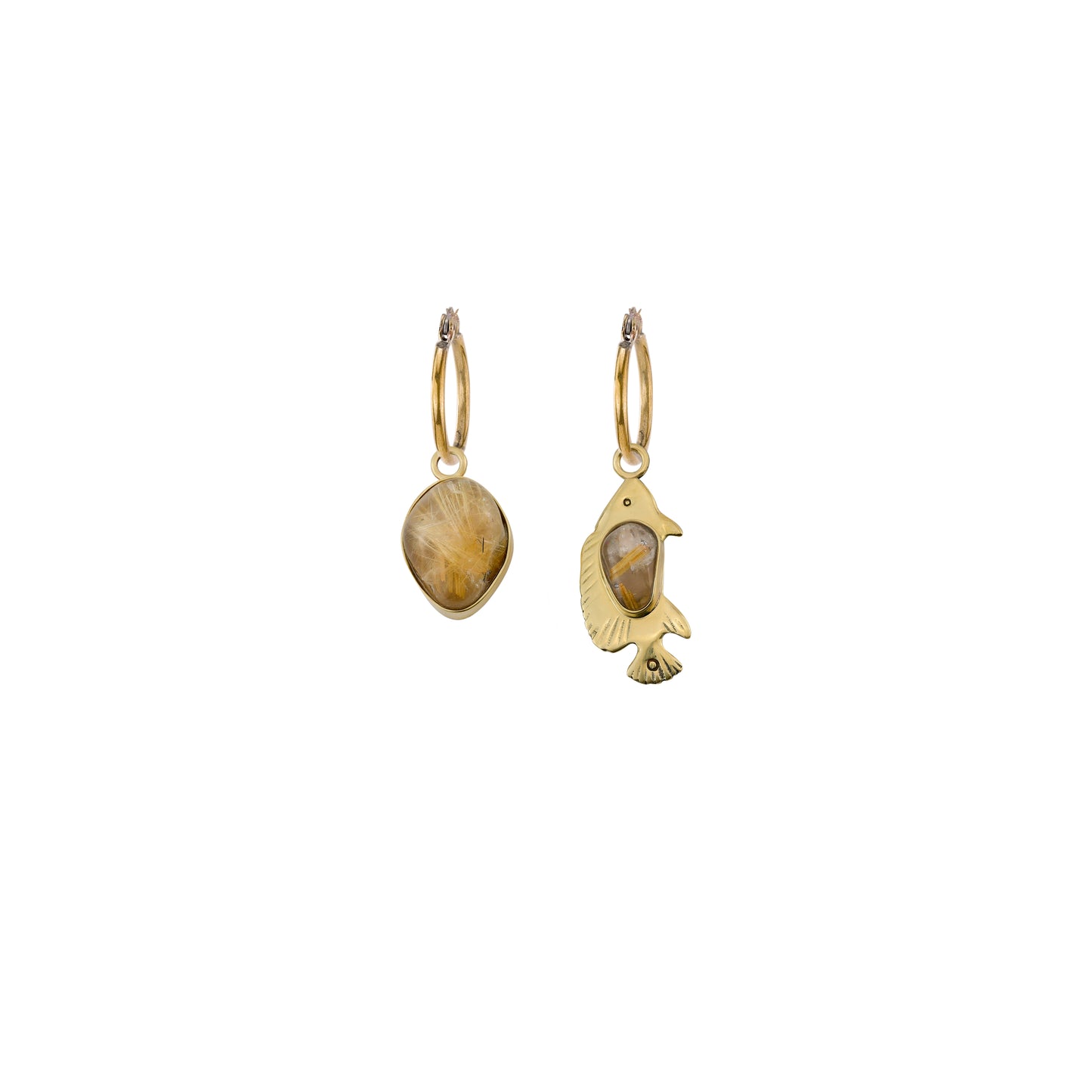 Brinco Argola Tucunaré Quartzo Rutilado