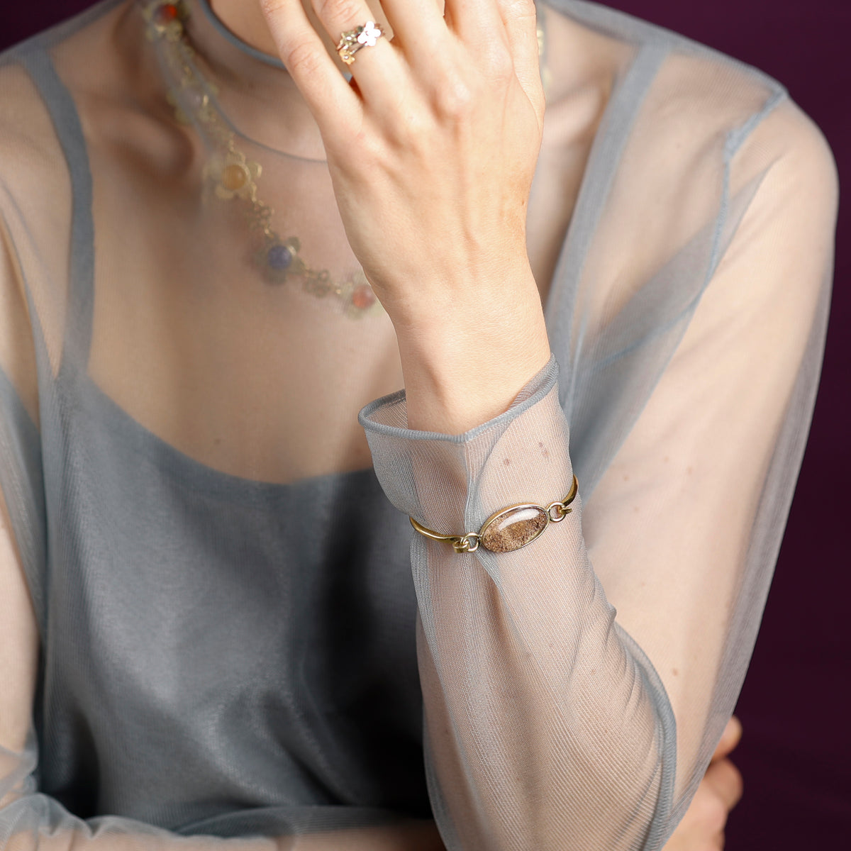 Bracelete Fechado Lodolita Oval