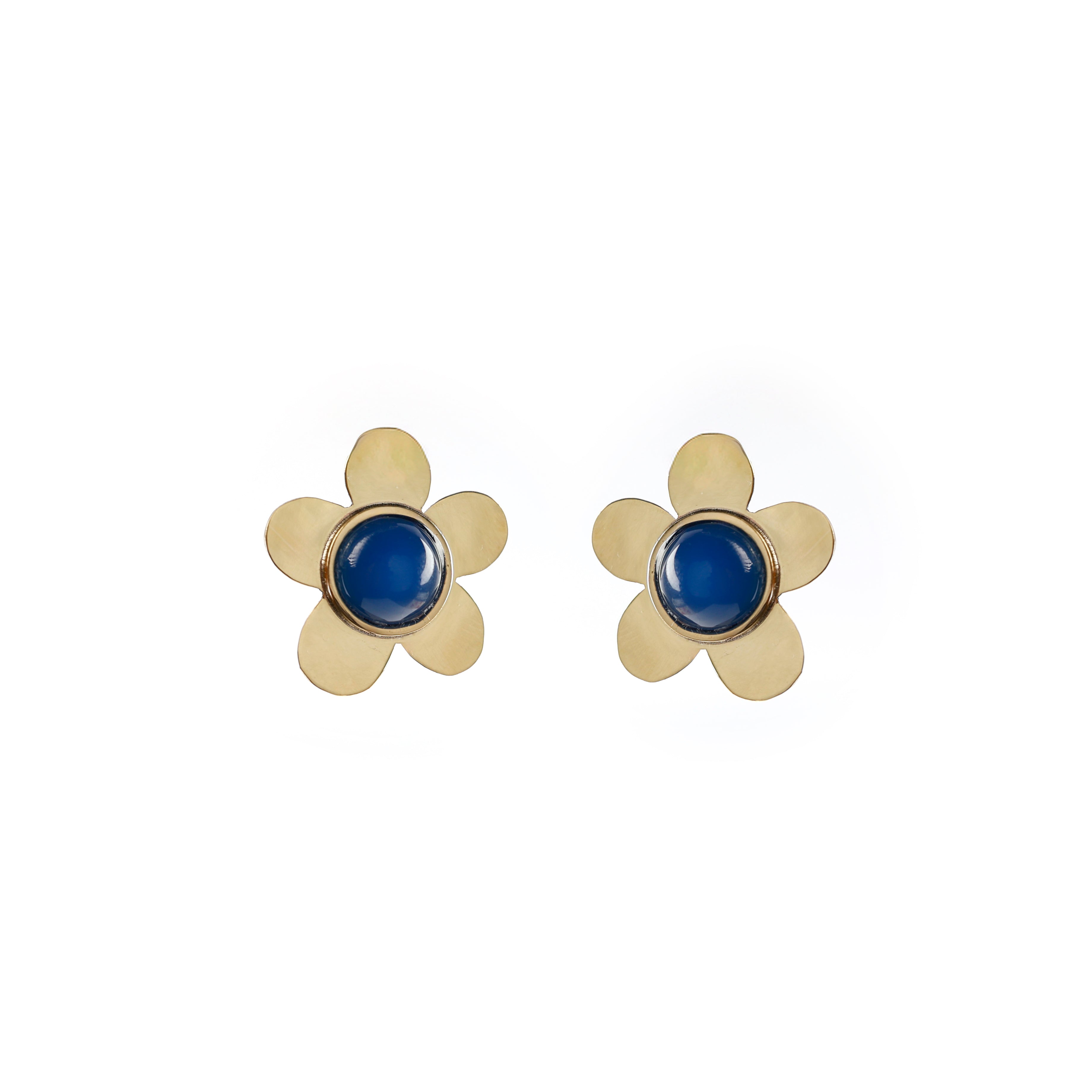 Brinco Flor Ágata Azul