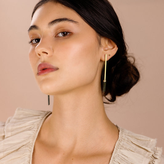 Brinco Longo Turmalina Verde