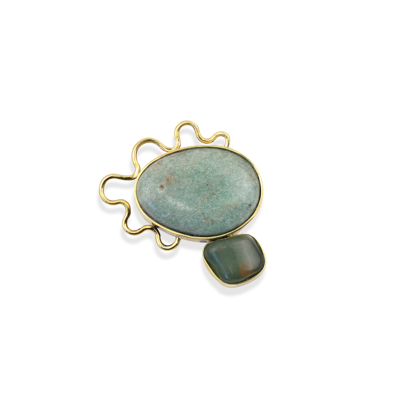 Broche Aventurina e Quartzo Verde