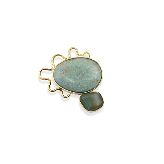 Broche Aventurina e Quartzo Verde