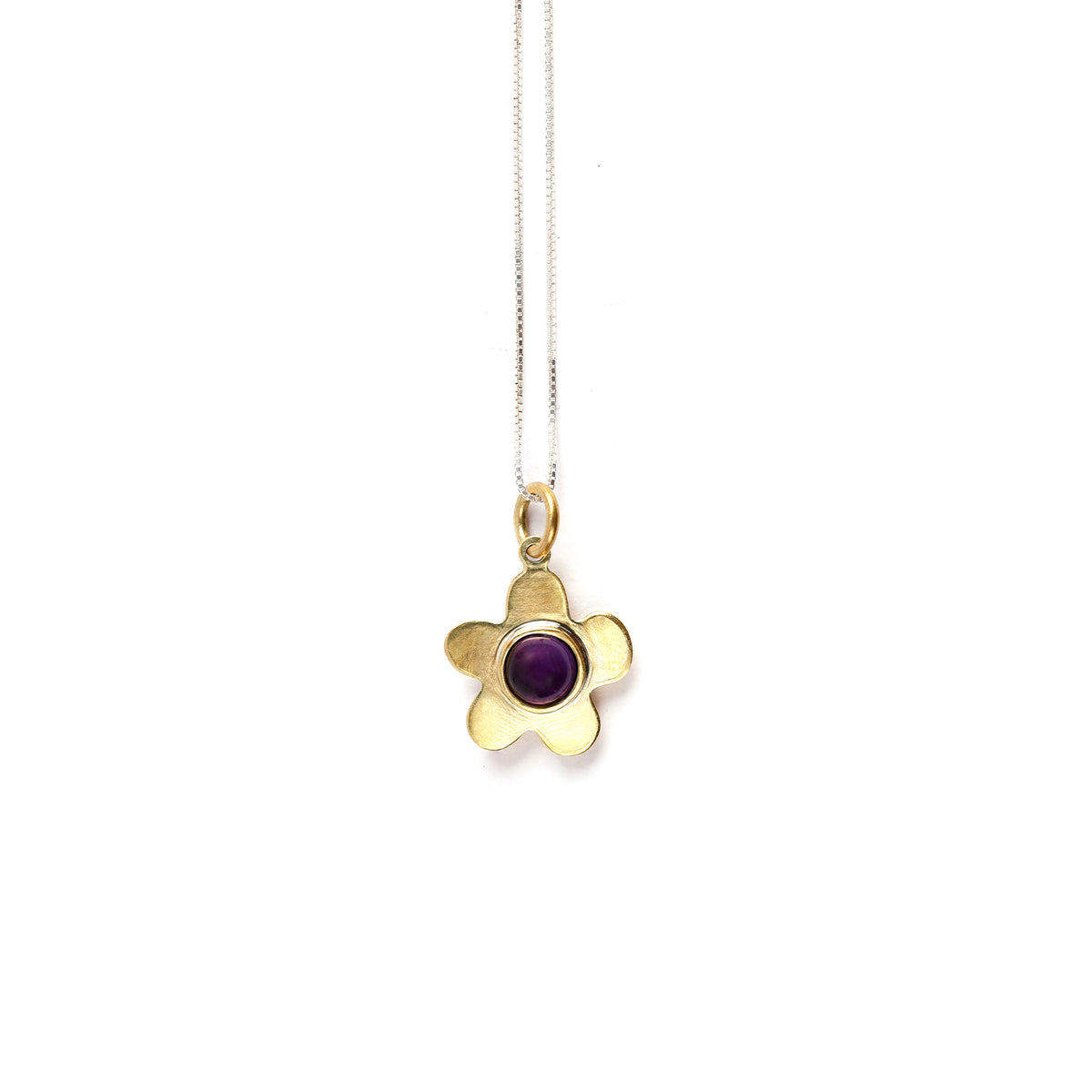 Colar Pingente Flor Ametista