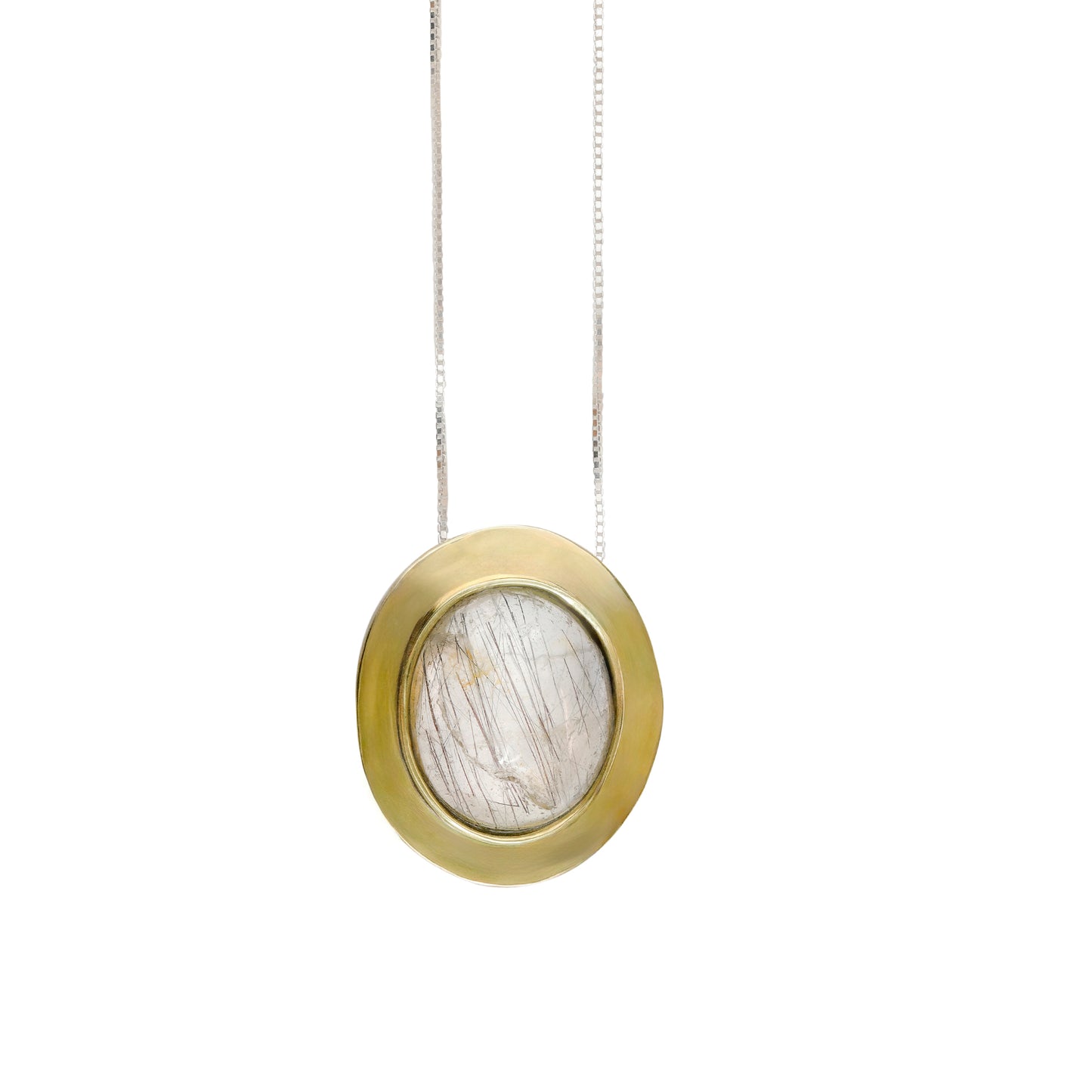 Colar Longo Quartzo Rutilado Oval