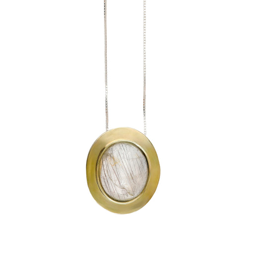 Colar Longo Quartzo Rutilado Oval