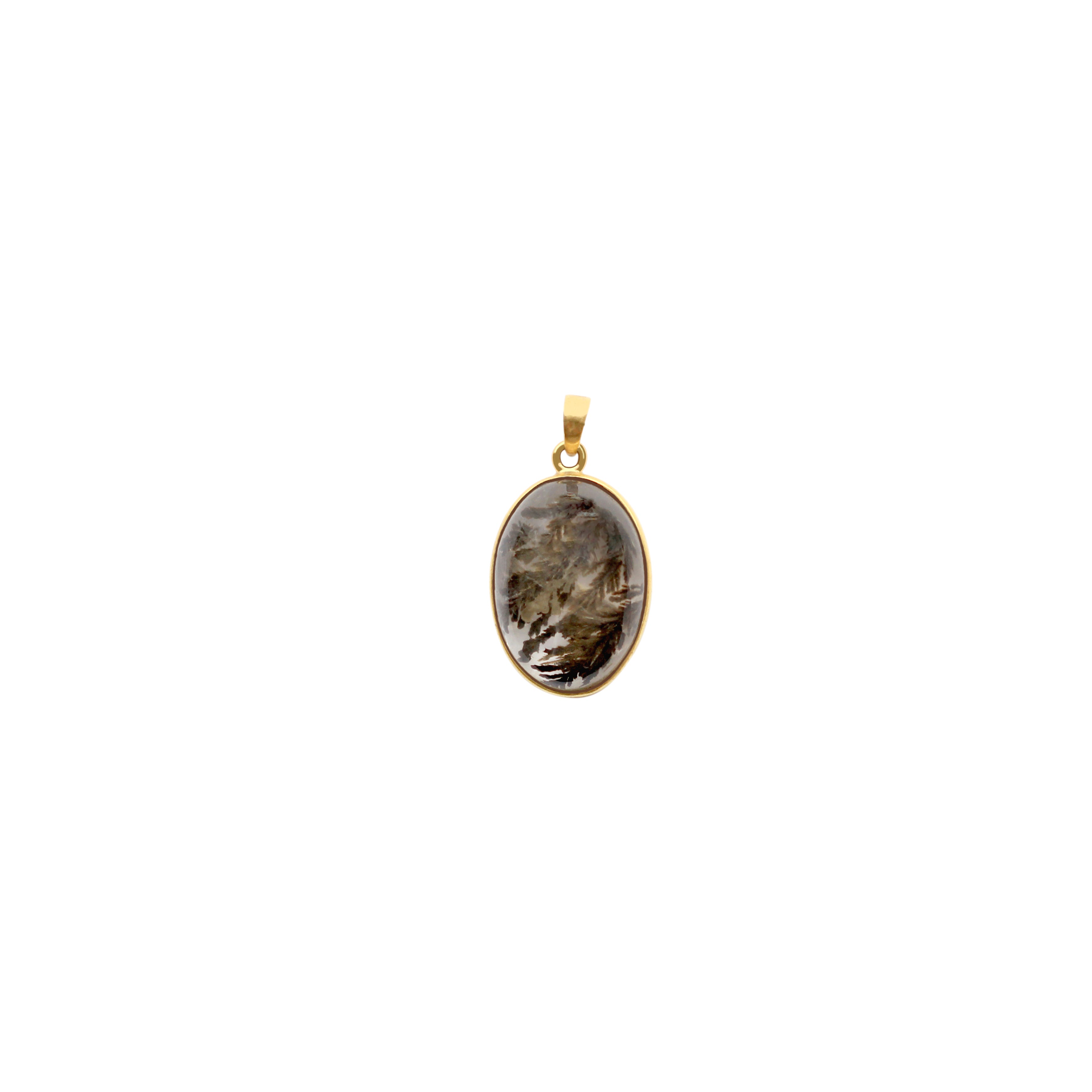 Pingente de ouro e Dendrita Oval