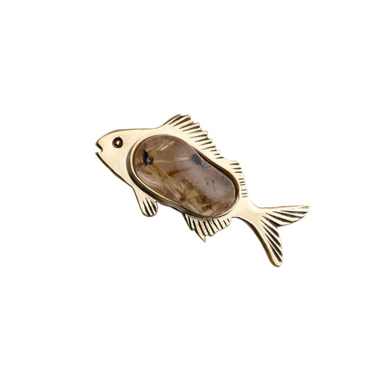 Pingente Peixe Pirambú Quartzo Rutilado
