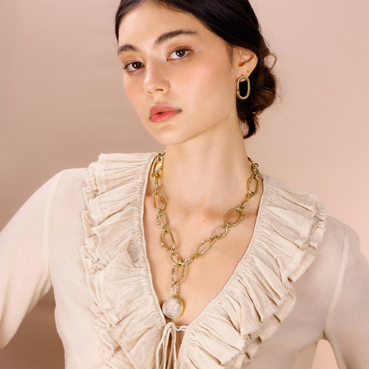 Pingente Quartzo Claro com Elo derretido