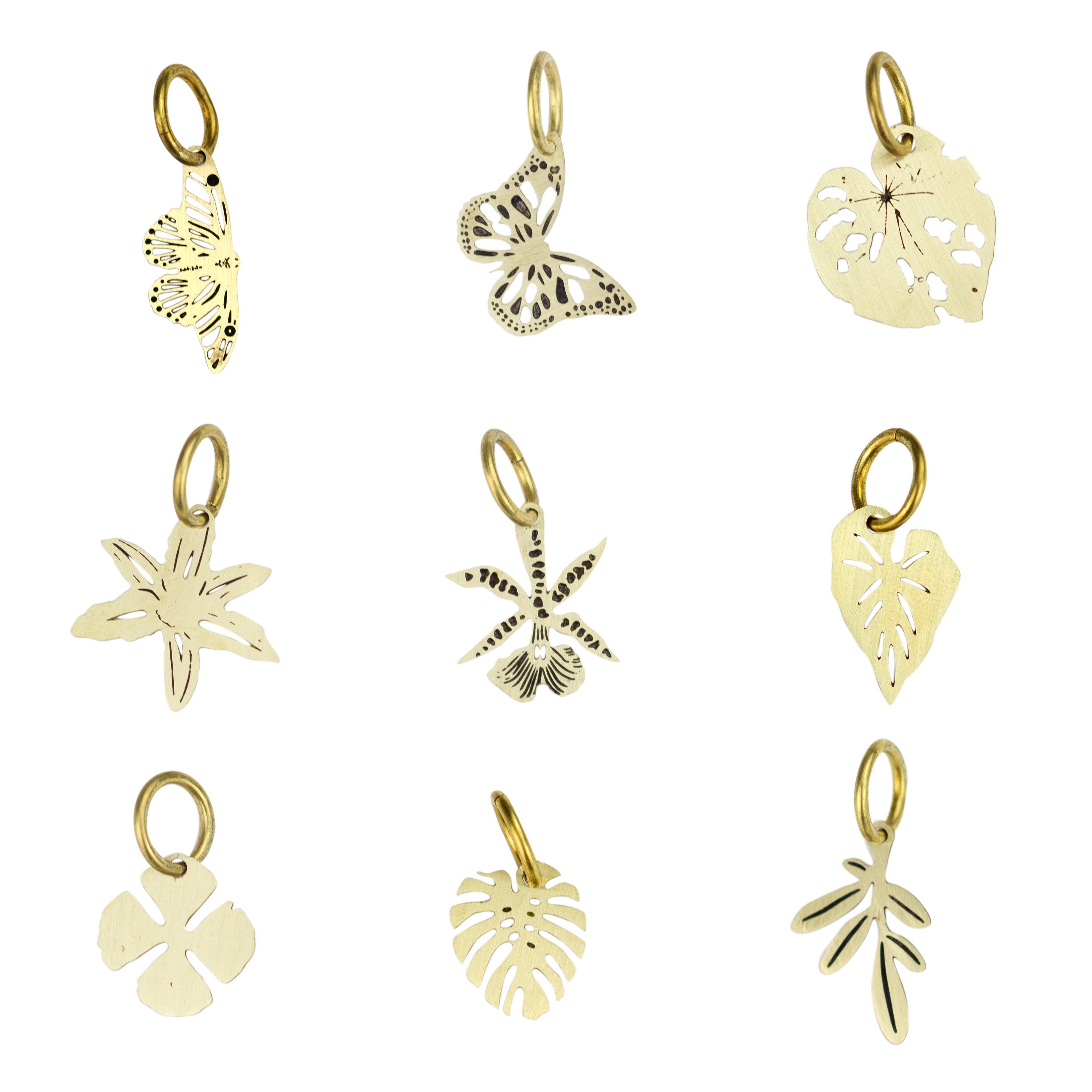 Pingente de folha, flor ou inseto para bracelete ou colar