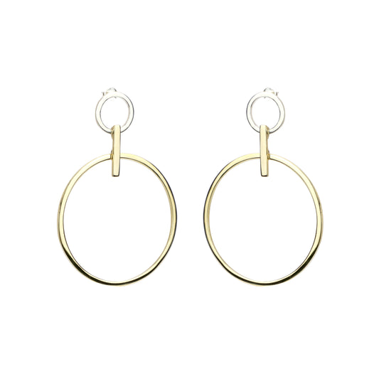 Brinco dois círculos G de prata com latão